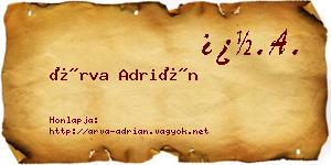 Árva Adrián névjegykártya